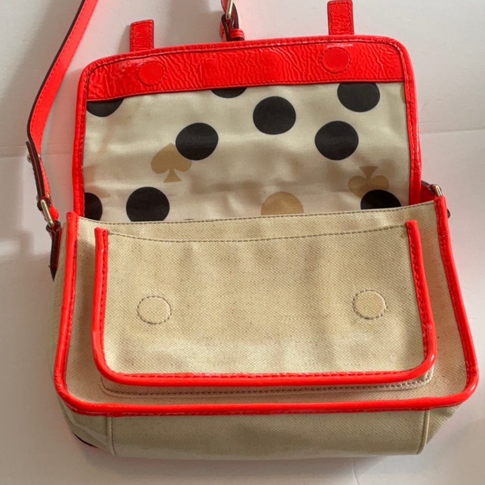 Kate Spade Horseshoe Cove Scout Cream Neon‎ Coral Purse Bag Crossbody Shoulder - Picture 6 of 10